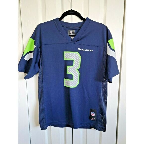 Russell Wilson Seattle Seahawks NFL Team Apparel Navy Blue Youth Jersey LG NWOT - Picture 2 of 8